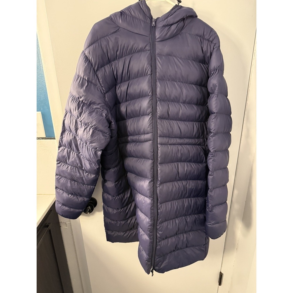 Wantdo Puffer Jacket Womens XXL Navy Long Packable Down Coat Zipper Flaw As Is